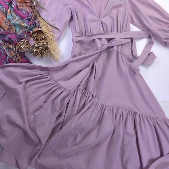 Free People Elegant Lavender Wrap Maxi Dress Sz Xs - Picture 3 of 11